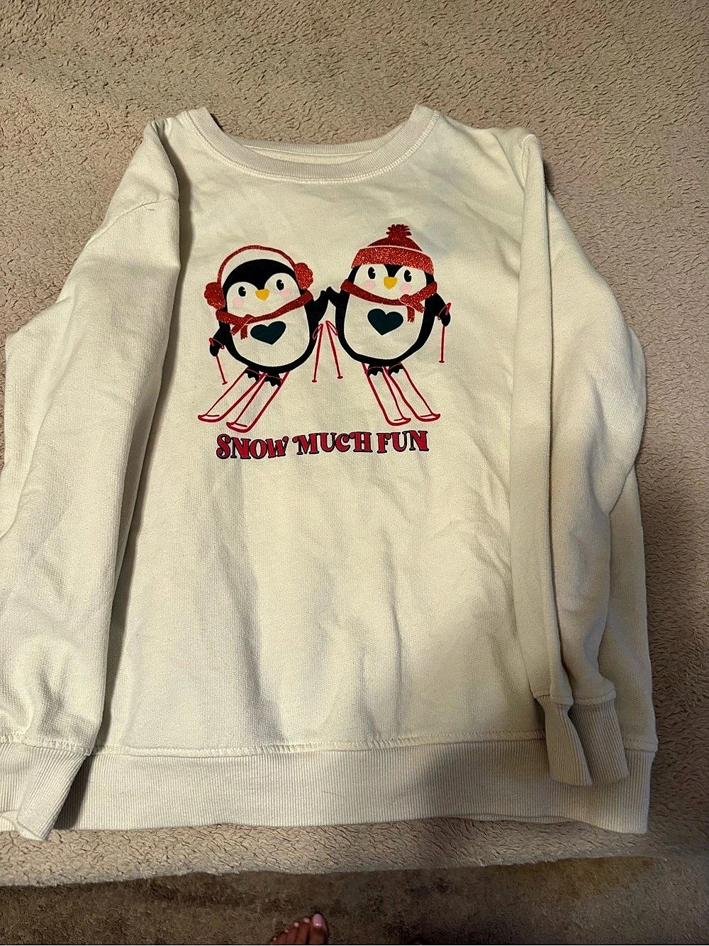 Holiday Time Snow Much Fun Penguin Sweatshirt Size Large